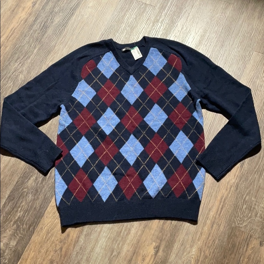 Men’s Simons Le 31 Argyle Wool Sweater Sz L NWT